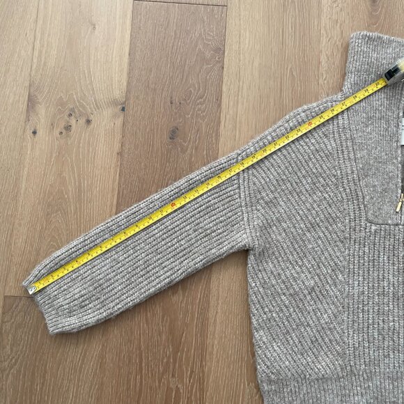 Abercrombie & Fitch Sweater Women Medium Quarter Half Zip Brown Tan Chunky Knit - Picture 8 of 13